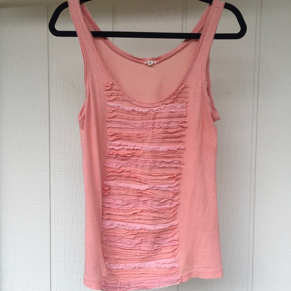 🔥3/$25🔥SALE🔥S PEACH J CREW RAW WASHBOARD HEMS ON FRONT TANK TOP - Picture 3 of 6